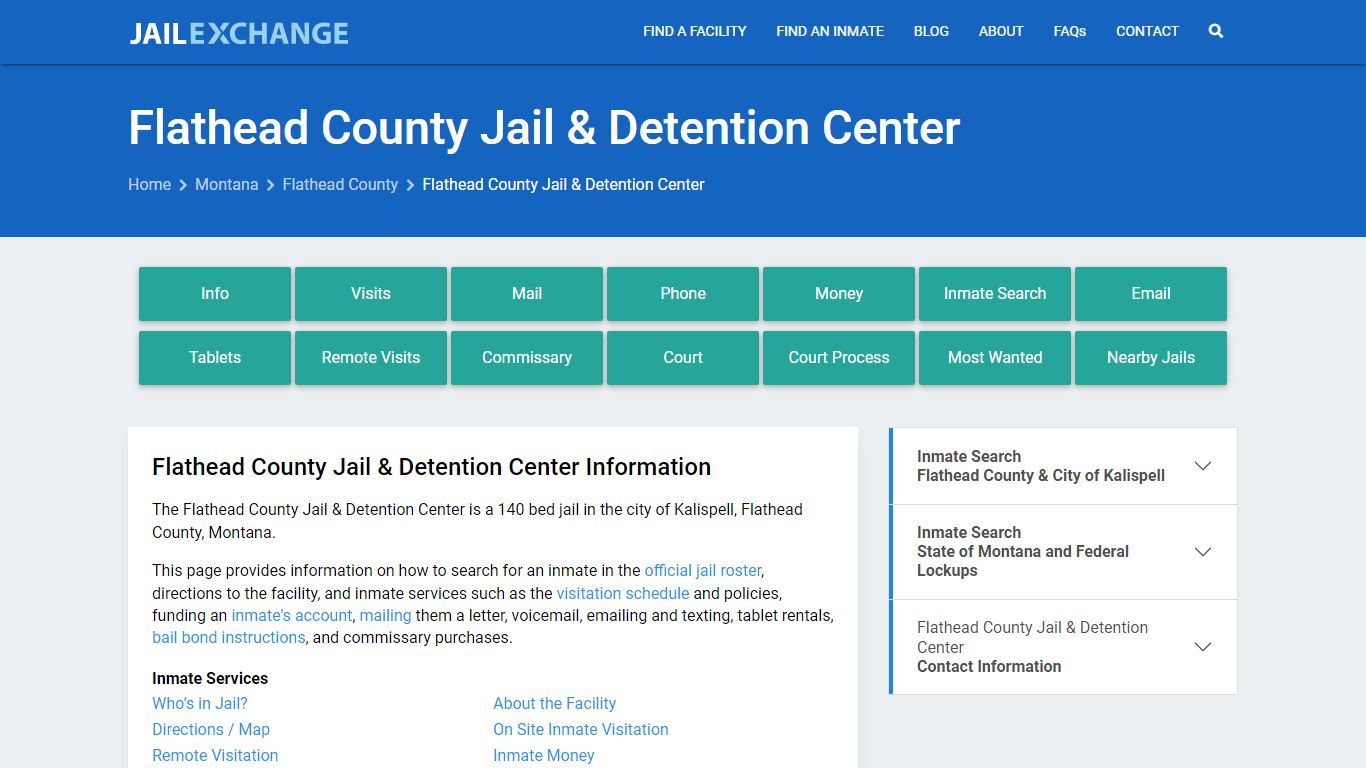 Flathead County Jail & Detention Center, MT Inmate Search, Information